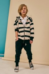 Mikina ZIP STRIPED HOODIE ecru/black