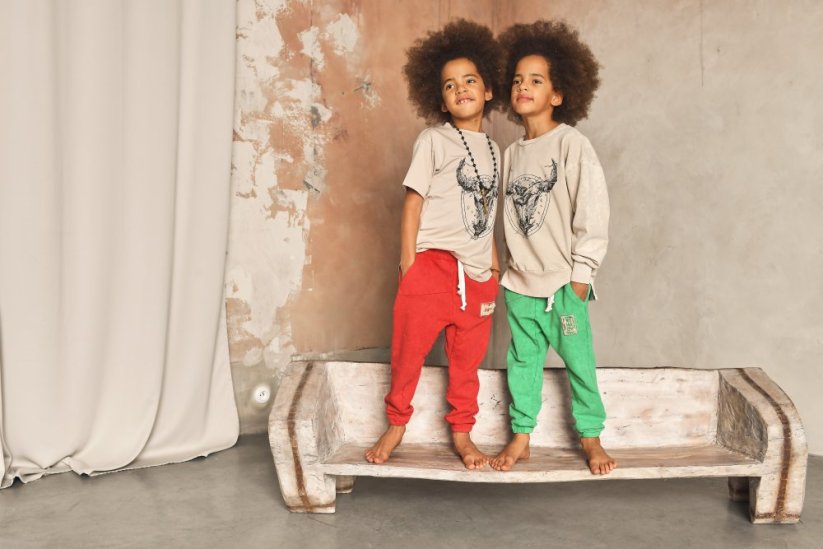 LONG BISON TEE BEIGE / Detské tričko s bizónom - Veľkosť Booso: 2/3 roky