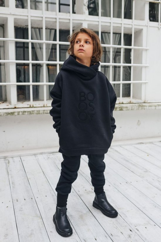 BOOSO HOODIE BLACK / Teplá čierna mikina