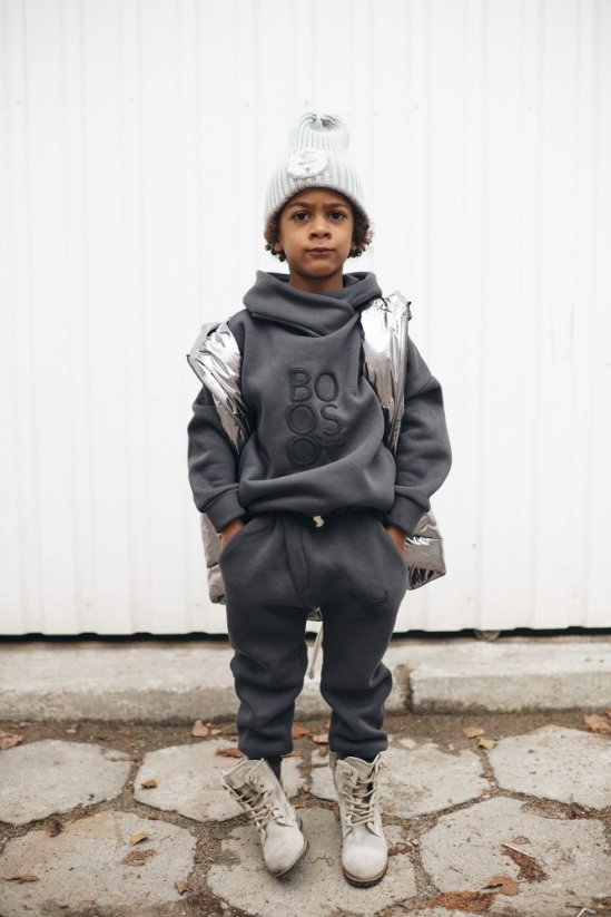 BOOSO HOODIE GRAPHITE / Teplá šedá mikina