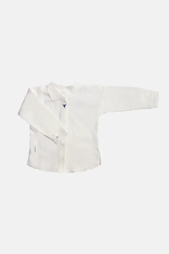 LINEN SHIRT ecru / Detská ľanová košeľa - Veľkosť Booso: 10/11 rokov