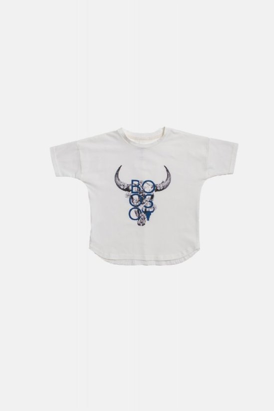 BISON IVORY TEE white/black/blue / Detské tričko - Veľkosť Booso: 4/5 rokov