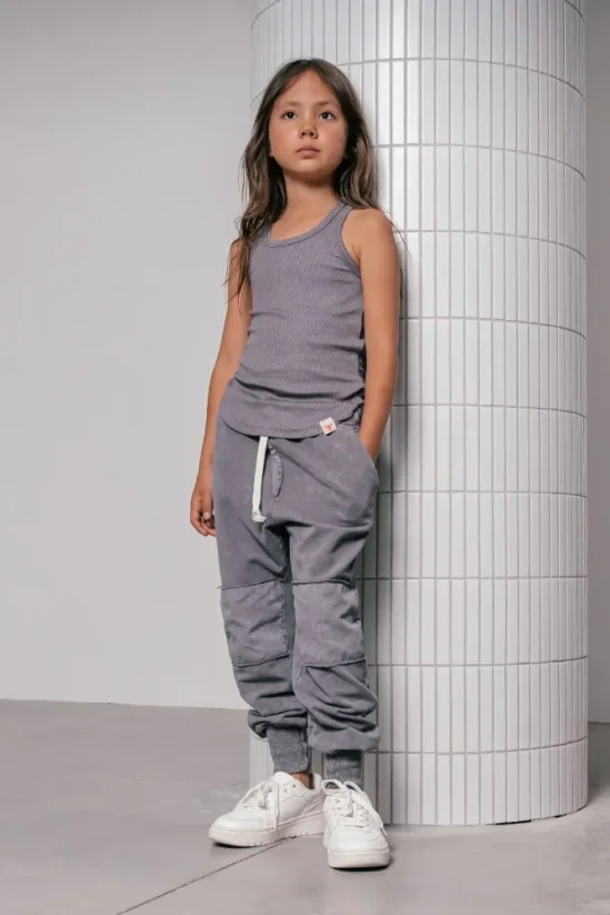 ACID PATCH PANTS steel / Detské nohavice so záplatami
