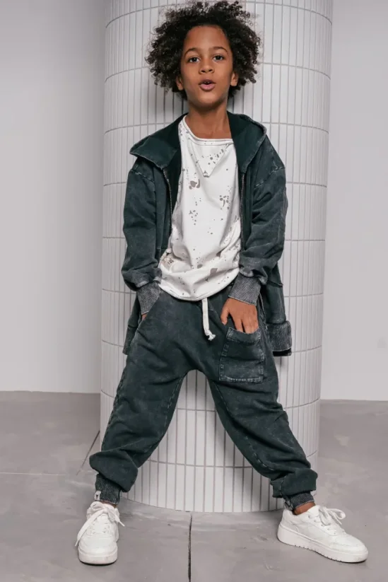 POCKET PANTS acid black / Detské nohavice s vreckom
