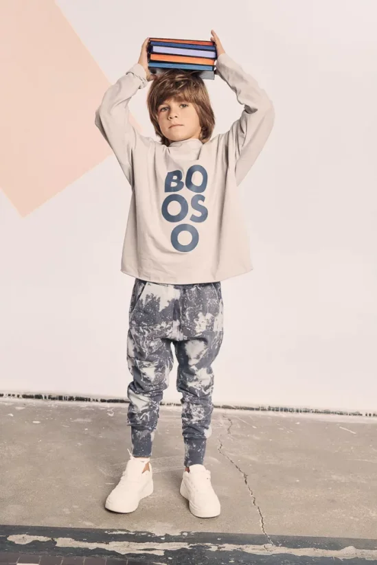 STRIPED SPLASH PANTS dark blue/gray/ Detské nohavice