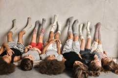 BISON GRAY SOCKS / Detské podkolienky šedé s nápisom