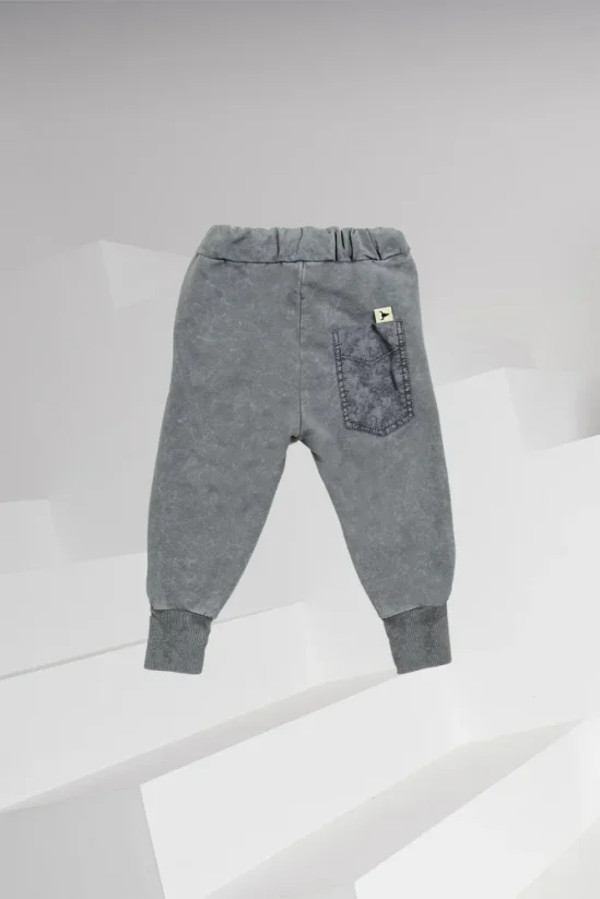 ACID PATCH PANTS steel / Detské nohavice so záplatami